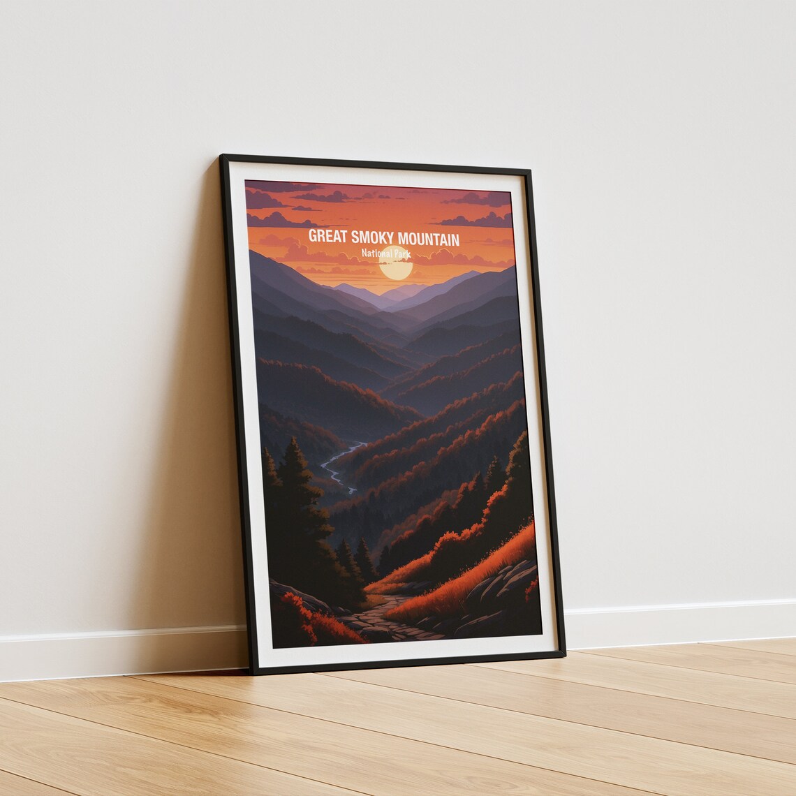 Great Smoky Mountain National Park Fiery Sunset Ridges Poster - Image 5