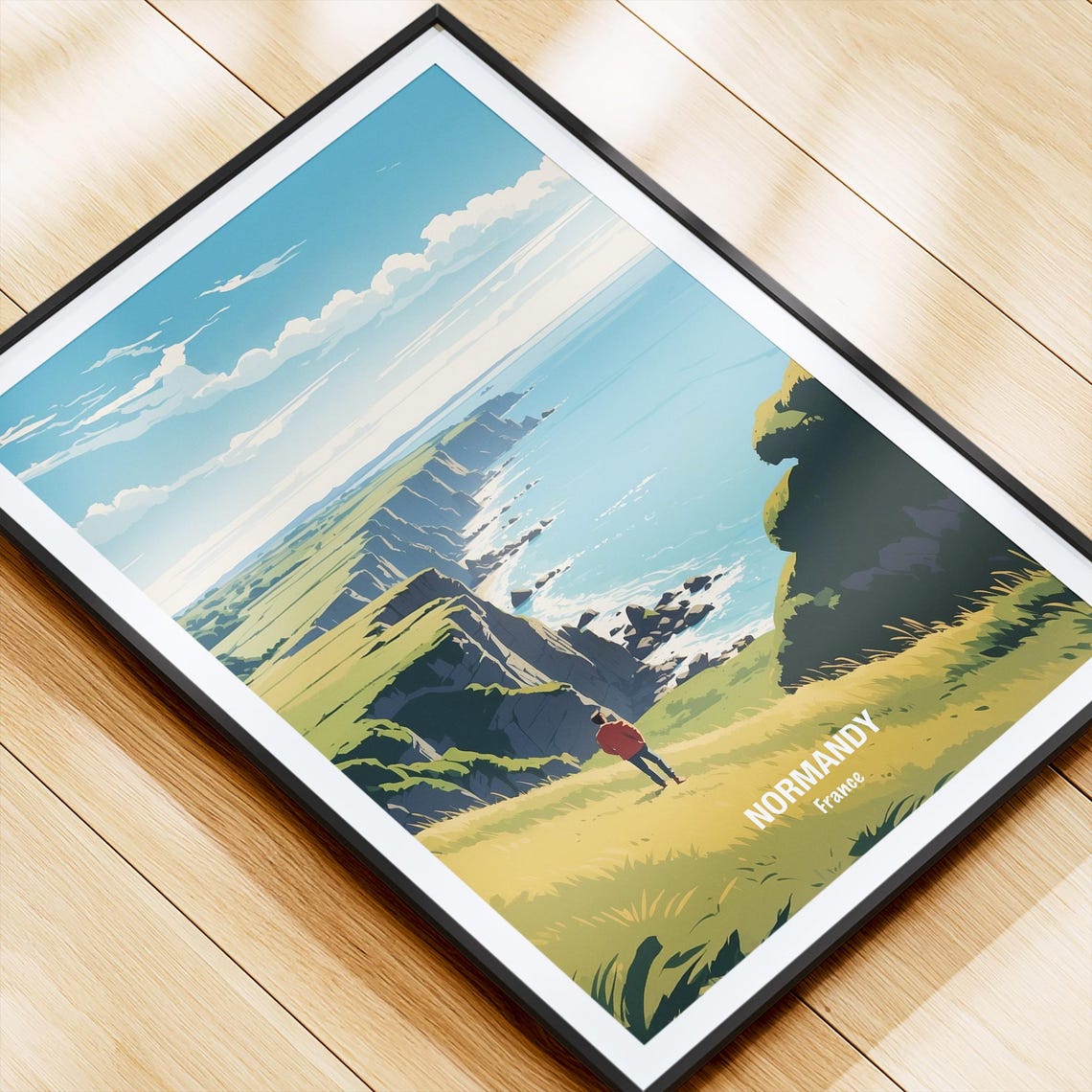 Normandy France Dramatic White Chalk Sea Cliffs Coastal Walk Poster - Image 4