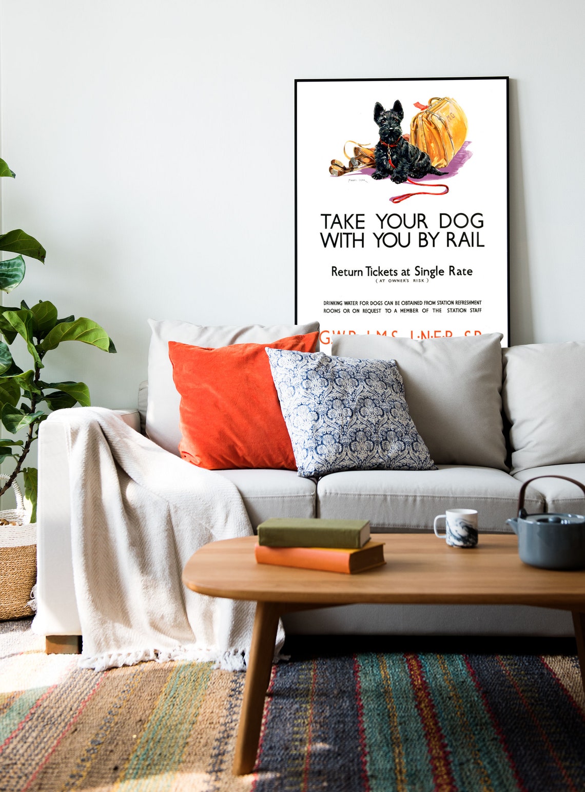 Take Your Dog With You By Rail Vintage Scottish Terrier Railway Poster - Image 2