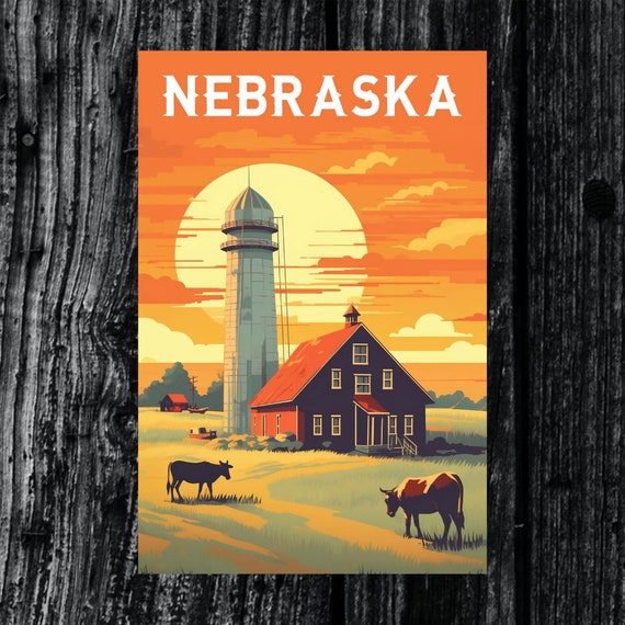 Nebraska Vintage Travel Poster Print Wall Art Gift Idea Home Decor