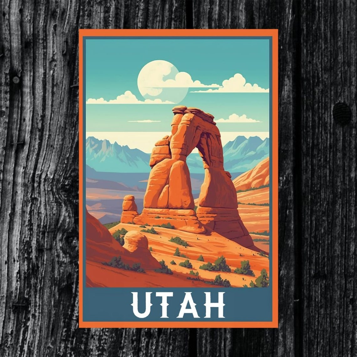 Utah Vintage Travel Poster Print Wall Art Gift Idea Home Decor