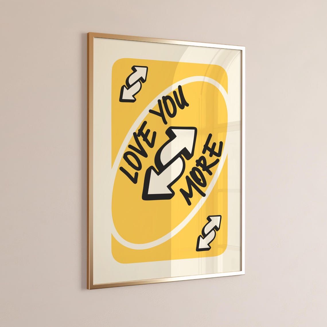 Love You More Yellow Reverse Card Bold Pop Game Night Poster