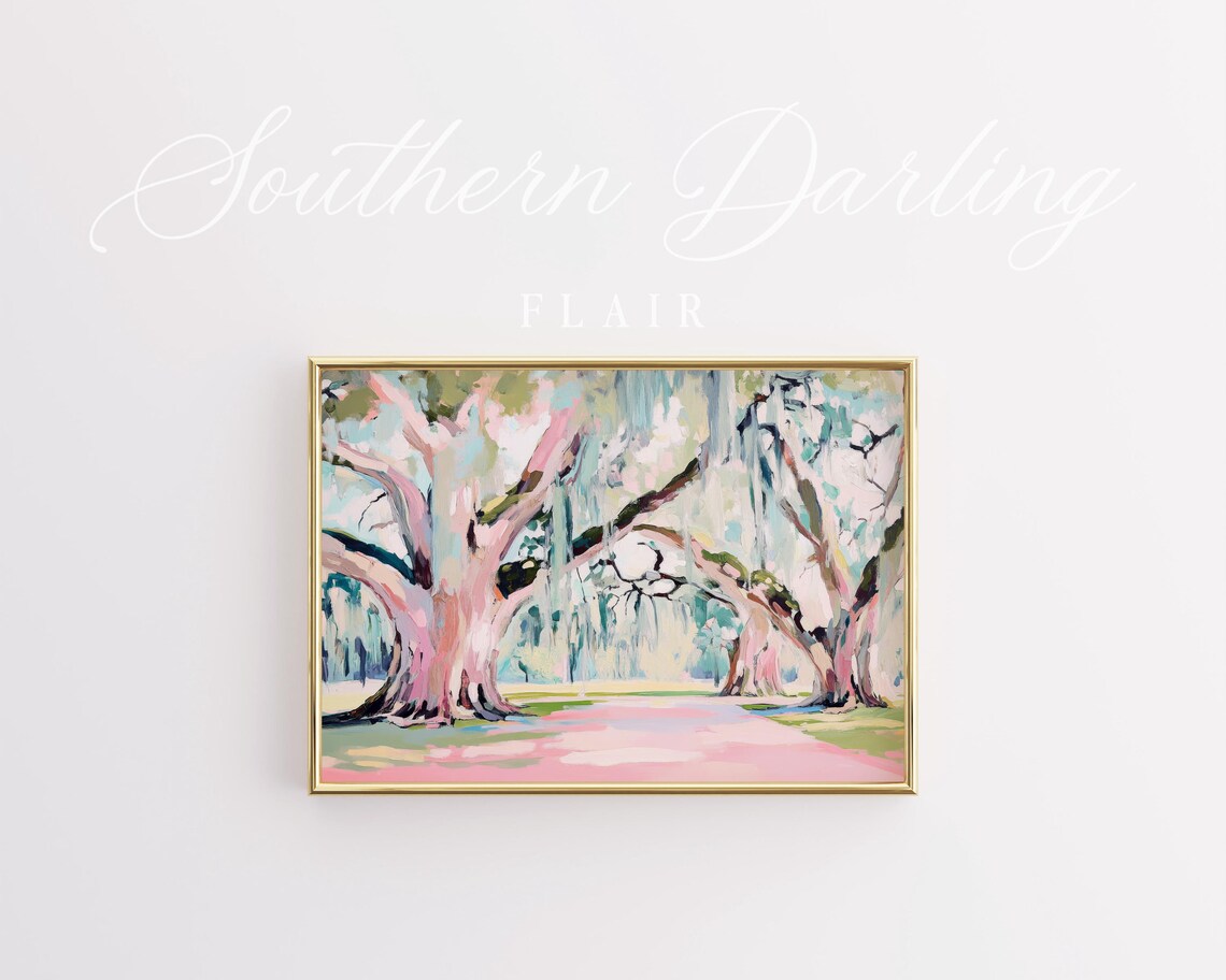 Pastel Live Oak Trees Art Print, Southern Landscape - Image 2