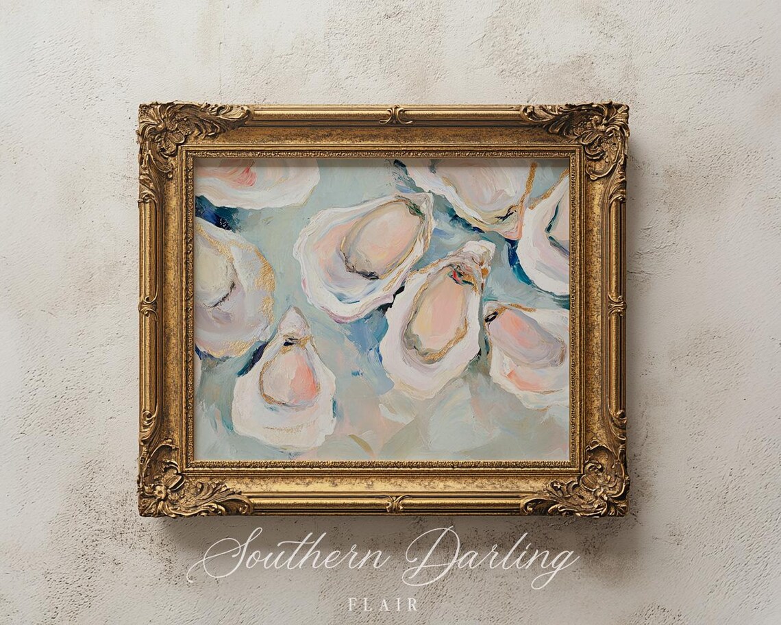Oyster Shell Coastal Art Print, Grandmillennial - Image 2