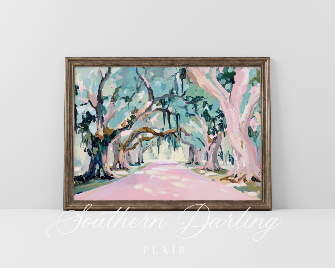 Live Oak Trees Canopy Road, Southern Landscape Art Print - Image 5