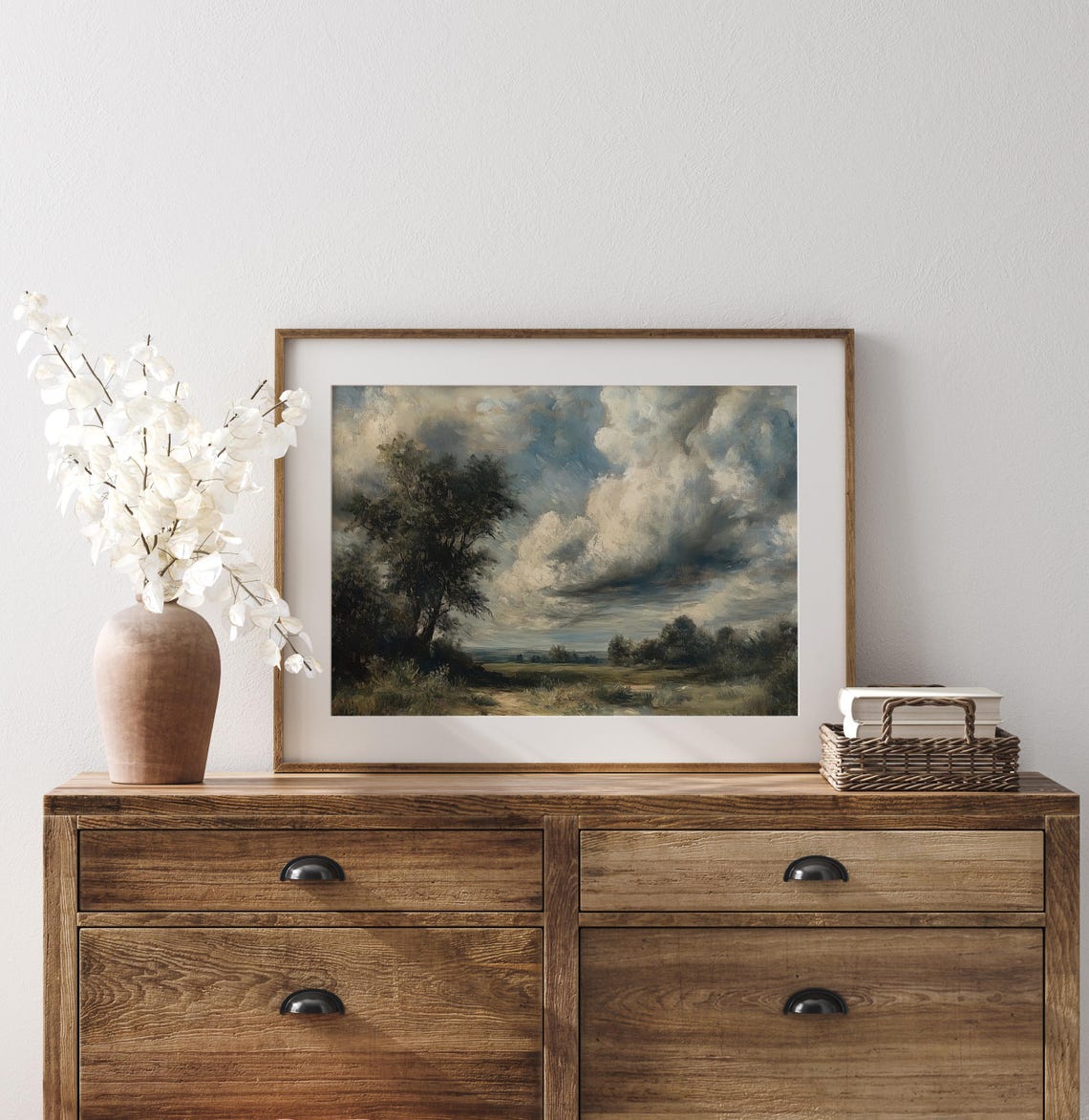 Green Landscape Vintage Painting Farmhouse Fine Art Print Wall Art P4 - Image 3