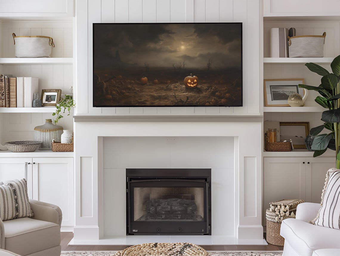 Frame Tv Art Spooky Pumpkin Patch Jack O Lantern Vintage Oil Painting Dark Moody Art Halloween Frame Tv Art 169 Ratio Tv39 - Image 4