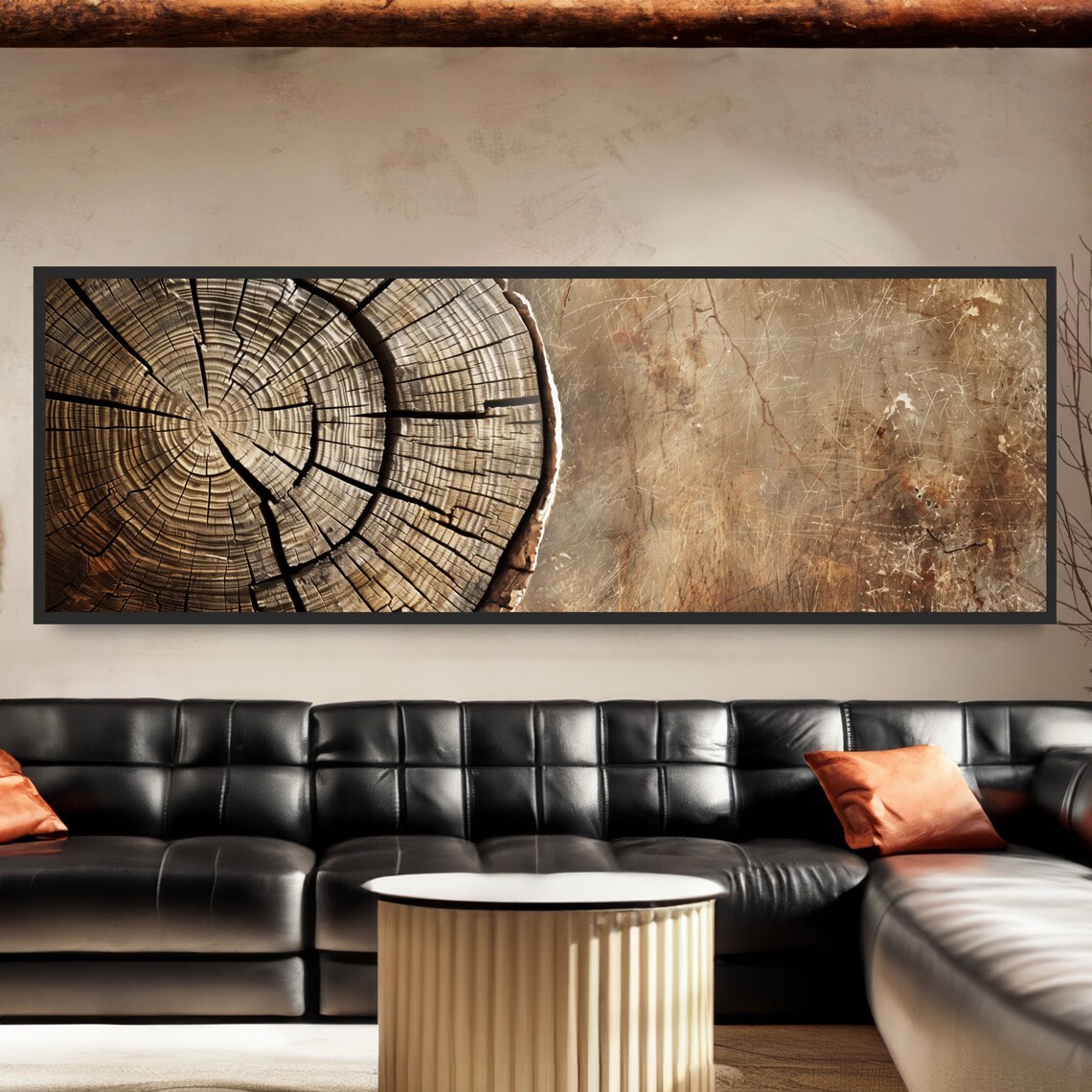Rustic Wood Log and Stone Art Print, Cabin Decor