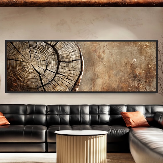 Rustic Wood Log and Stone Art Print, Cabin Decor