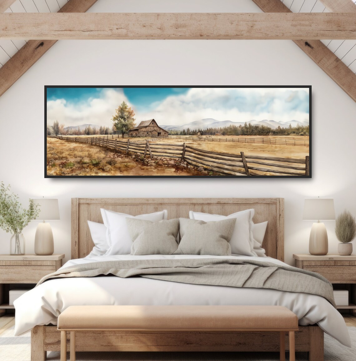 Farm Landscape Watercolor Art Print, Farmhouse Decor - Image 4