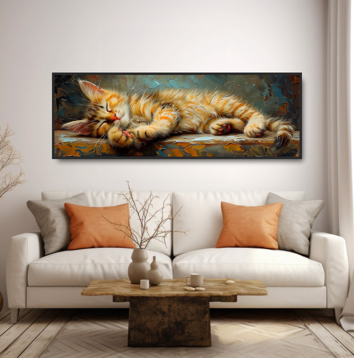 Cute Sleeping Kitten Oil-Painting Print, Orange Cat - Image 5