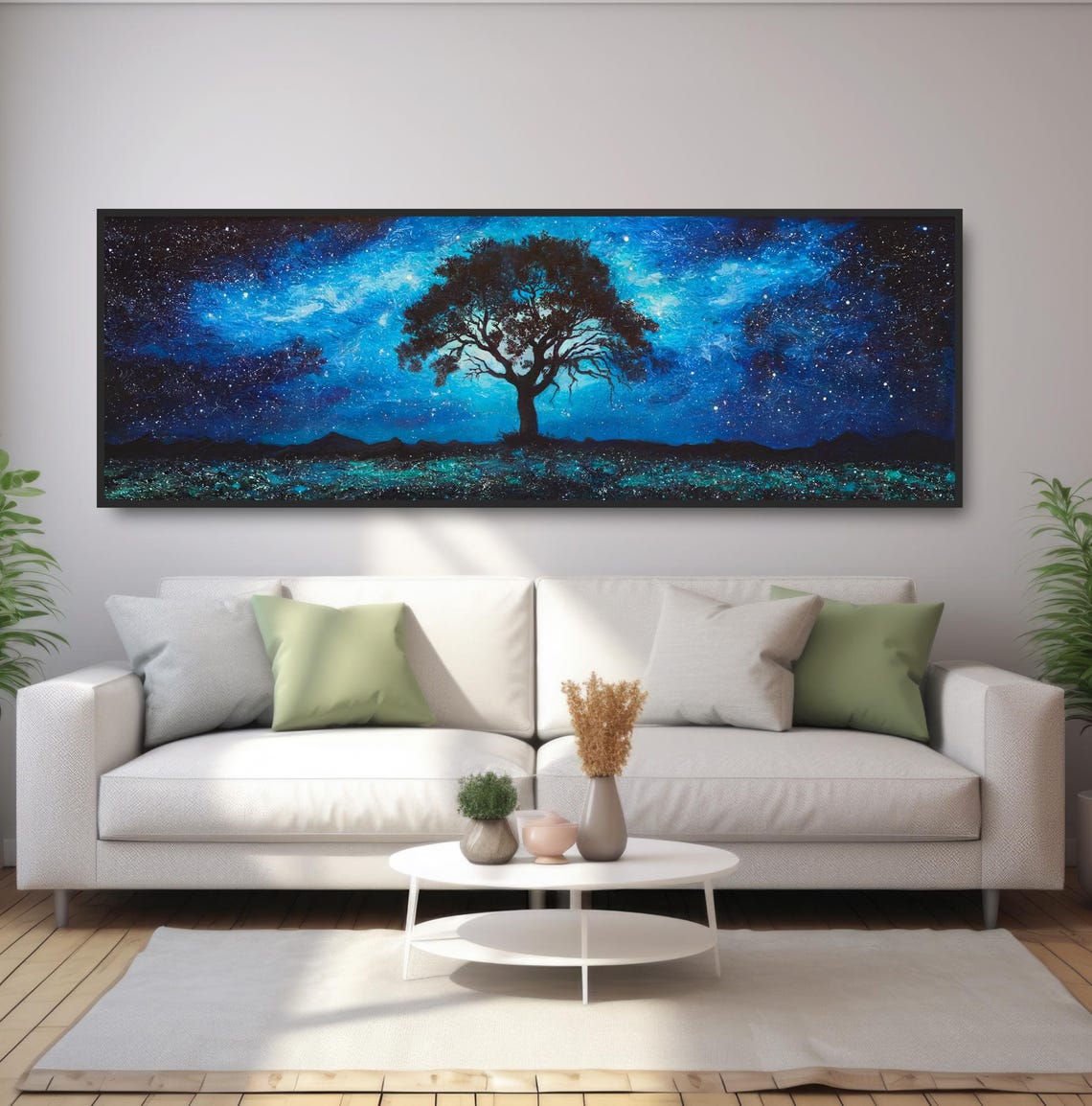 Lone Oak Starry Night Sky Painting Celestial Galaxy Wall Print - Image 5