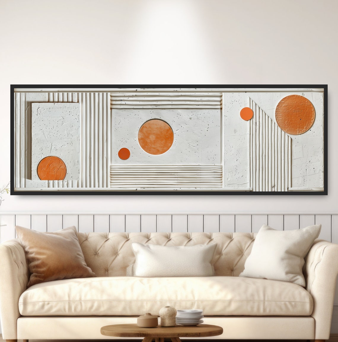 Abstract Geometric Sunrise Phases Minimalist Boho Print Bold Graphic Poster Mid Century Home Decor Simple White Orange Wall Art