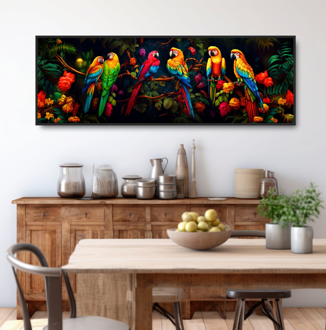 Colorful Jungle Parrots Art Print, Tropical Birds - Image 3