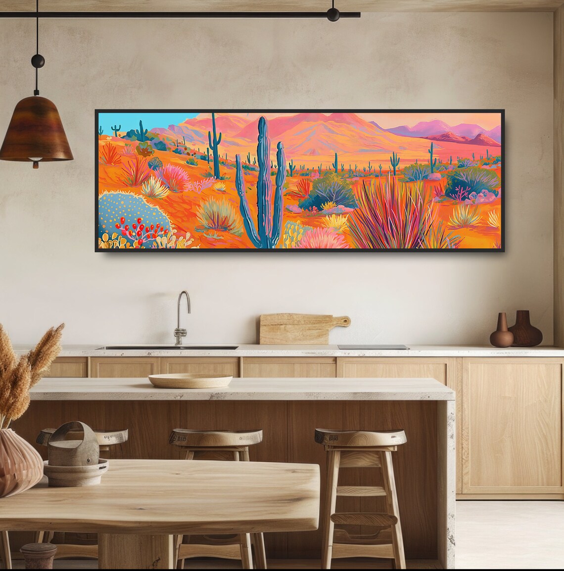 Vibrant Southwest Cactus Art Print, Desert Landscape - Image 3