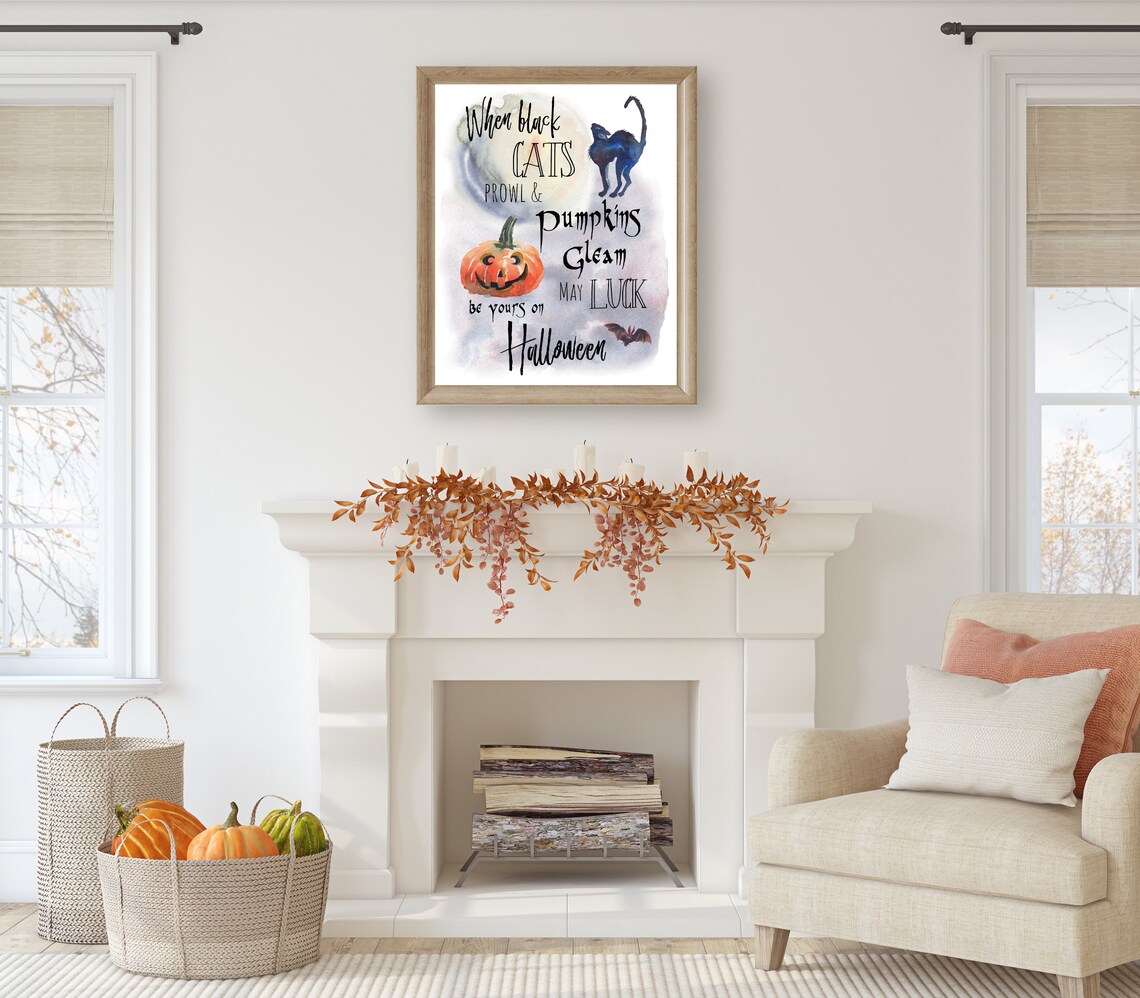 Halloween Cat Quote Art Print, Fall Wall Decor - Image 2