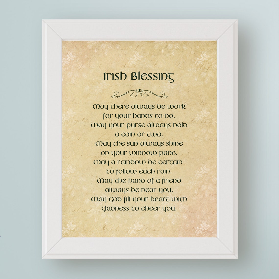 Irish Blessing May There Always Be Work For Your Hands Vintage Print