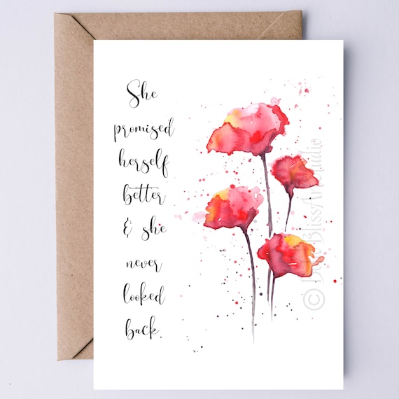 She Promised Herself Better Red Poppy Inspirational Quote Card