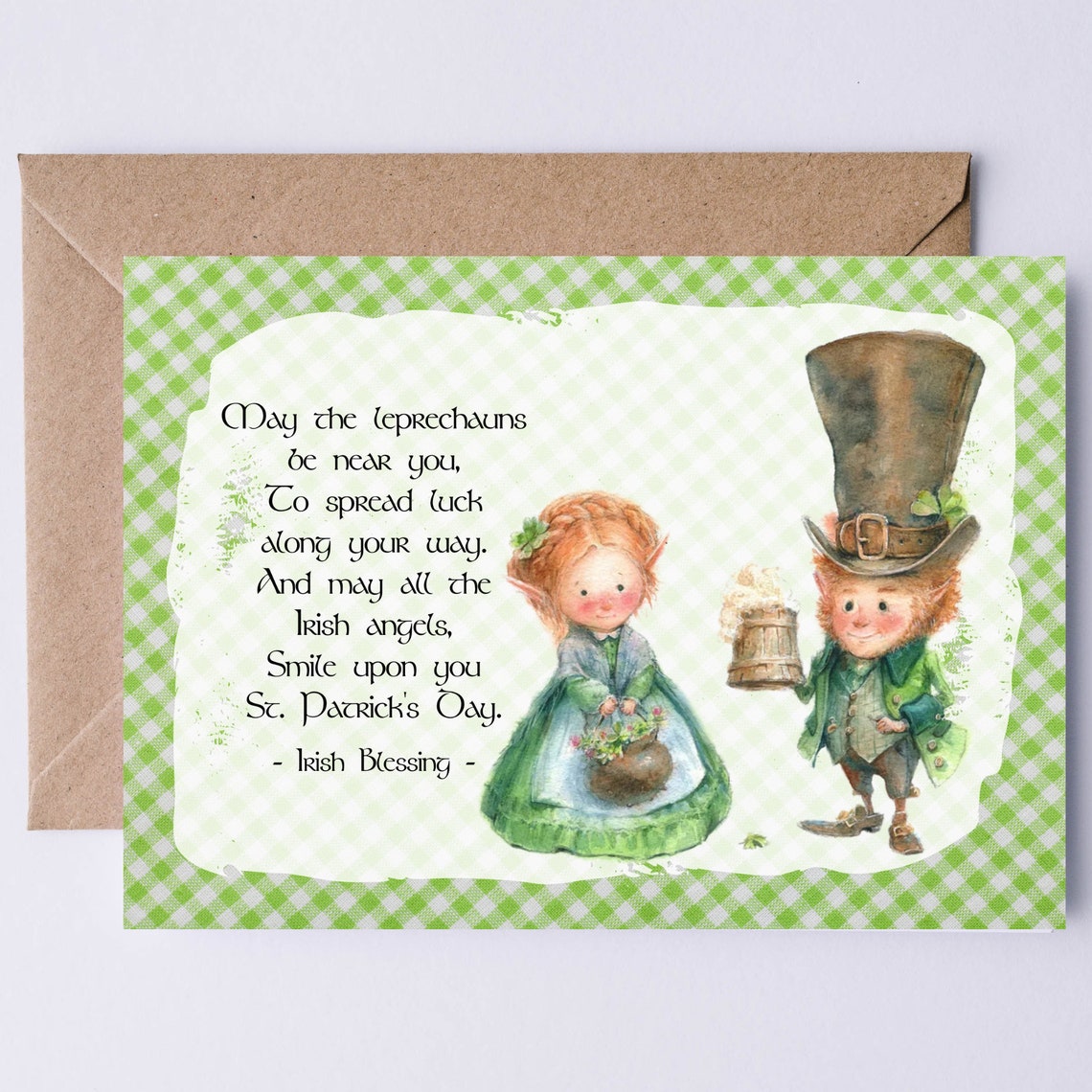 Irish Blessing Leprechauns St Patricks Day Cute Couple Card Print