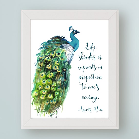 Anas Nin Quote Wall Art Graduation Gift For Her Life Shrinks Or Expands In Proportion To Ones Courage Divorce Recovery