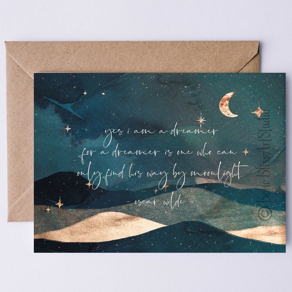 Card Oscar Wilde Quote Yes I Am A Dreamer Inspirational Quote Graduation Card Empowering Greeting Card