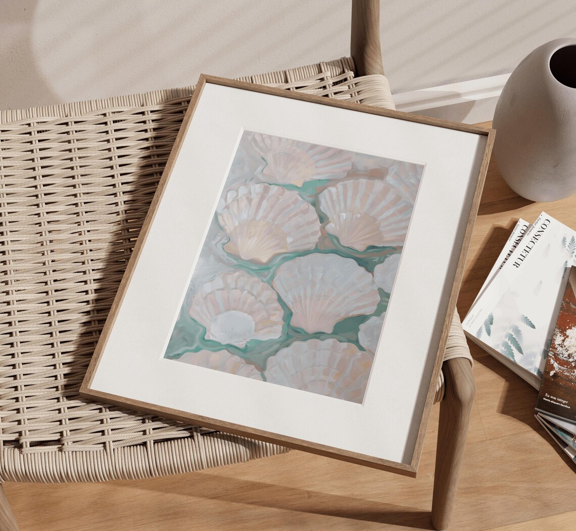 Colorful Scallop Shell Painting Coastal Art Print