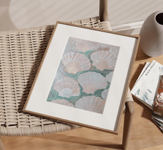 Colorful Scallop Shell Painting Coastal Art Print