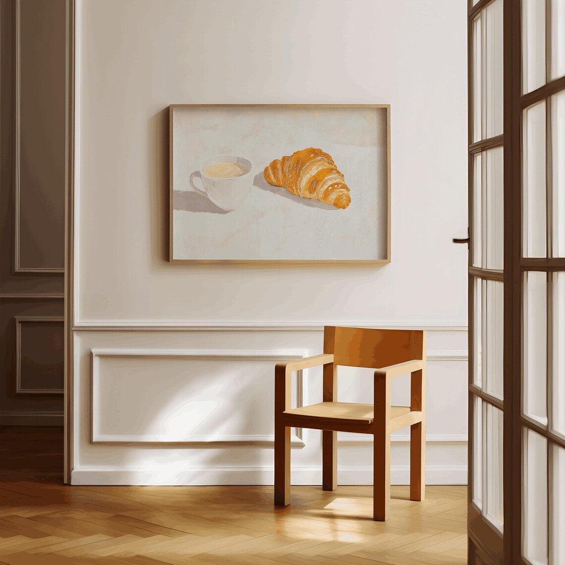 Croissant And Coffee Minimalist Art Print