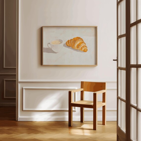Croissant And Coffee Minimalist Art Print