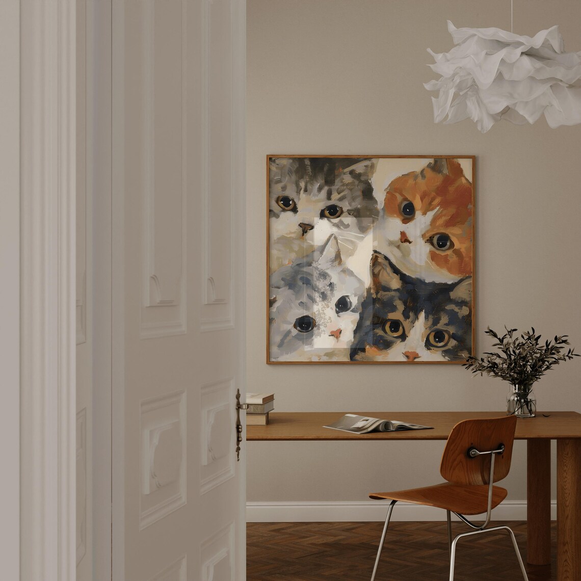 Four Kitty Cats Cat Nursery Print Girls Room Wall Art Kids Room Cat Decor Whimsical Cat Print Cat Painting Cat Memorial Cat Birthday