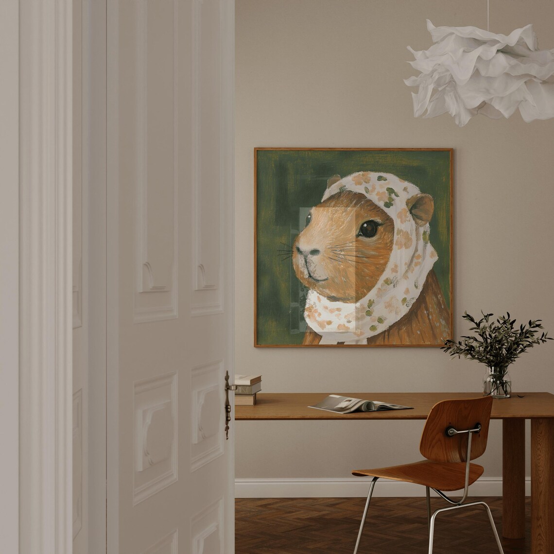 Cottagecore Capybara Farmhouse Nursery Art Print