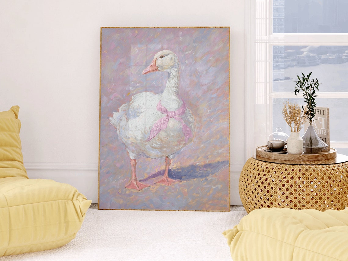 Goose Girl Print Cute Goose Poster Pink Girl Nursery Decor Farm Animal Kids Room Illustration Goose Childrens Room Silly Goose - Image 2