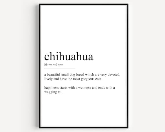 Chihuahua Dictionary Definition Dog Breed Wet Nose Wagging Tail Poster