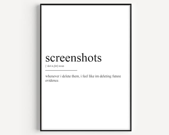 Screenshots Definition Funny Minimalist Black and White Word Poster