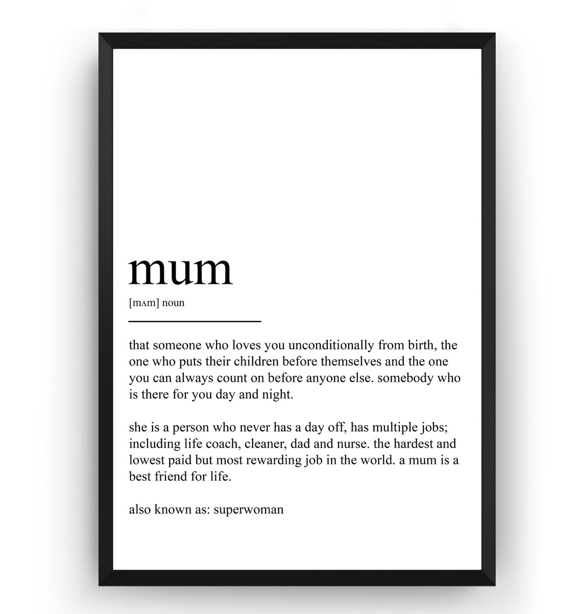 Mum Definition Art Print