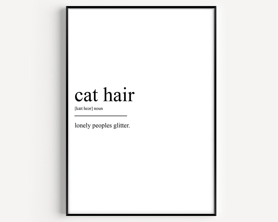 Cat Hair Definition Funny Cat Lover Dictionary Typography Poster