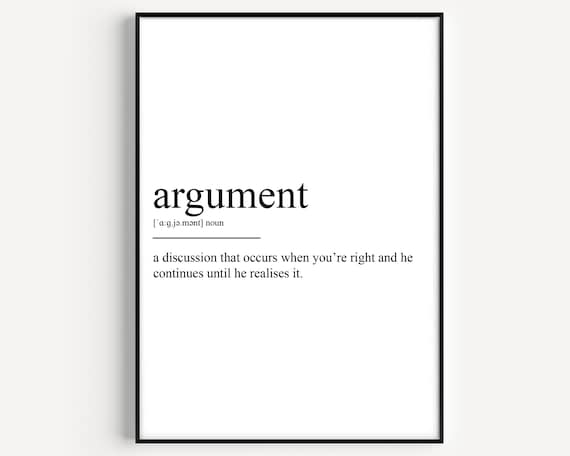 Funny Argument Definition Typography Poster for Couples Home Decor