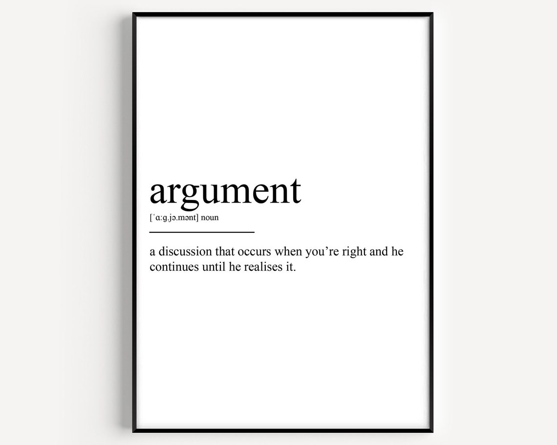 Funny Argument Definition Typography Poster for Couples Home Decor