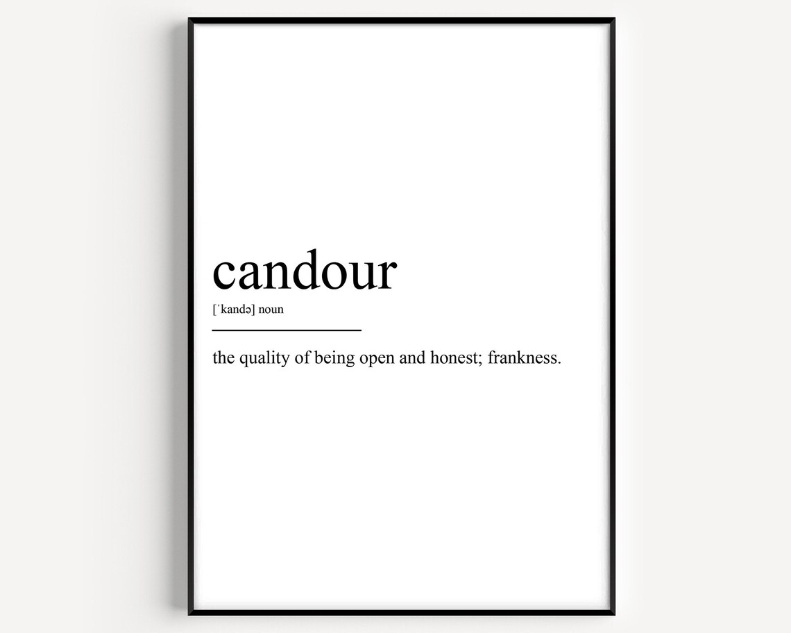 Candour Definition Dictionary Quote Wall Art for Honest Minimalist Home