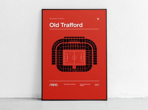 Manchester United Poster Old Trafford Stadium Poster Minimalist Stadium Football Bedroom Art Old Trafford Stadium
