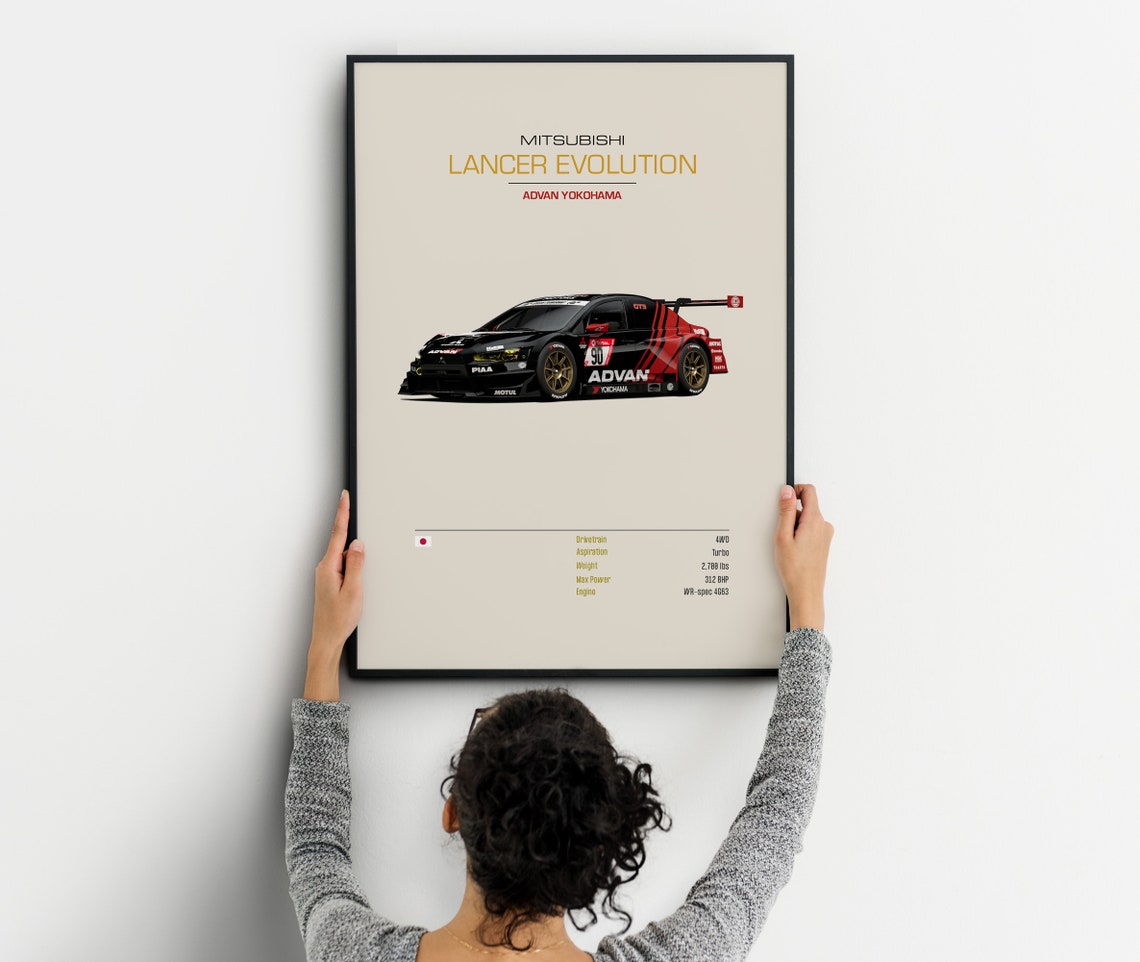Mitsubishi Lancer Evolution Advan Yokohama Race Car Spec Poster - Image 2