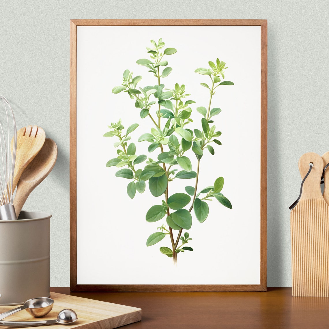 Thyme Sprig Vintage Botanical Herb Illustration Minimal Kitchen Print - Image 3