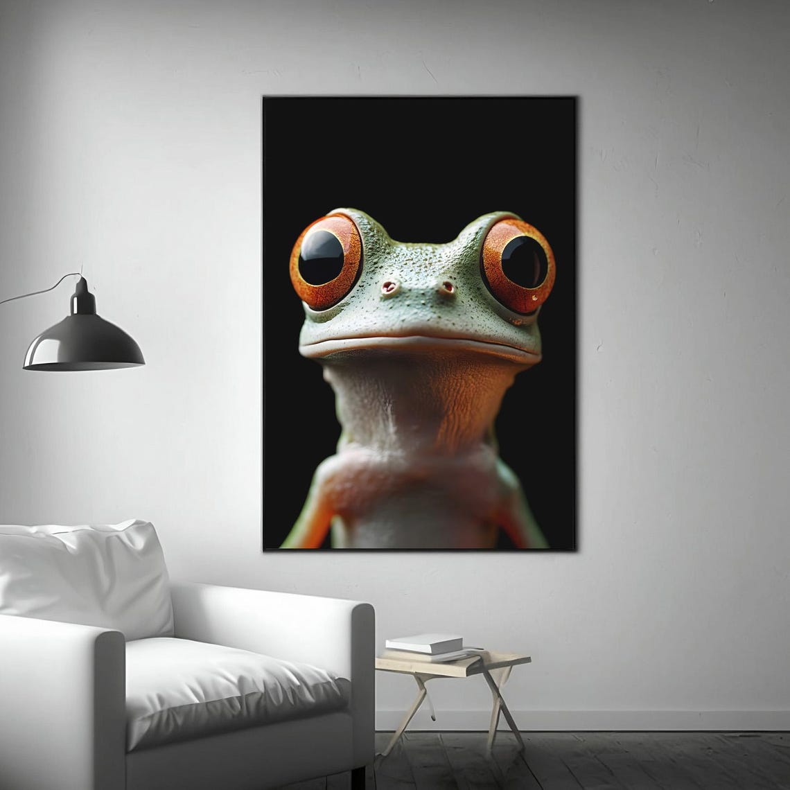 Tree Frog Close Up Funny Face Big Orange Eyes Amphibian Wall Print - Image 3