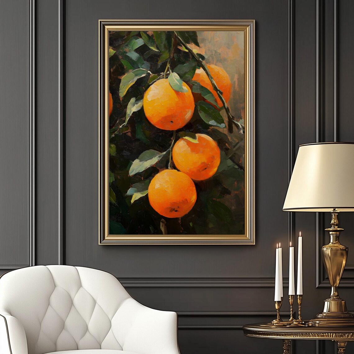 Orange Oil Painting Print, Botanical Vintage Poster - Image 2