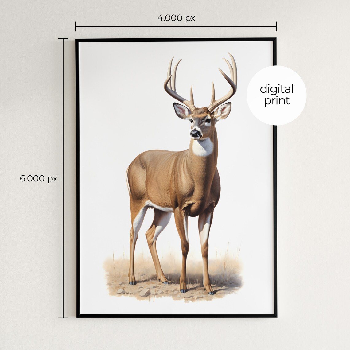 White Tailed Deer Minimal Poster, Wildlife Art - Image 2