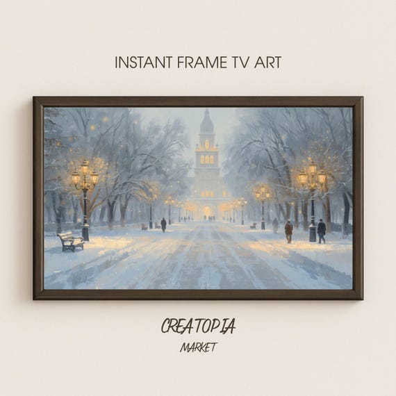 Samsung Frame Tv Art Winter Avenue Of Light Dreamy Impressionist Cityscape