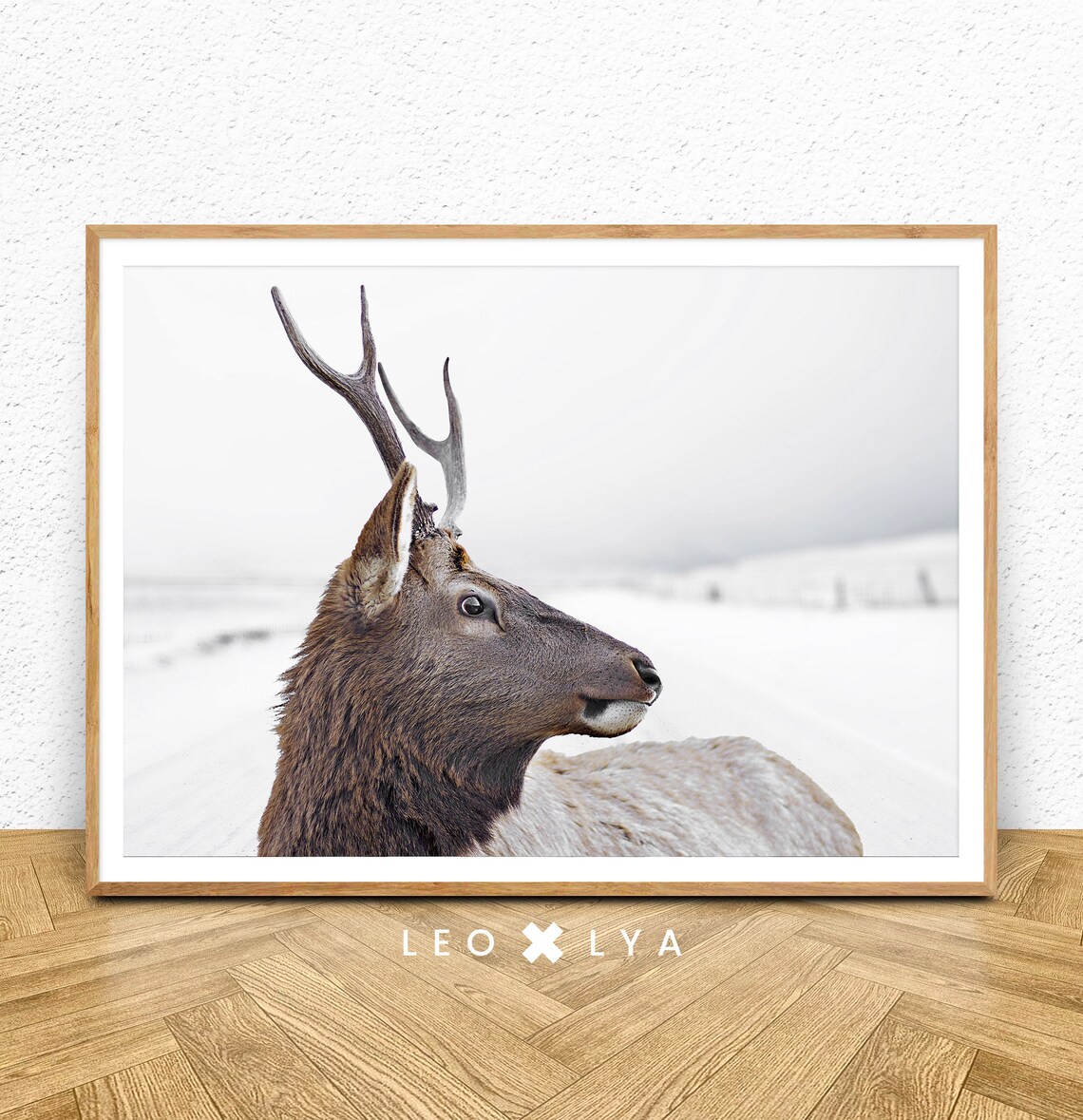 Deer In Snow Winter Wildlife Photography Majestic Animal Wall Art - Image 3
