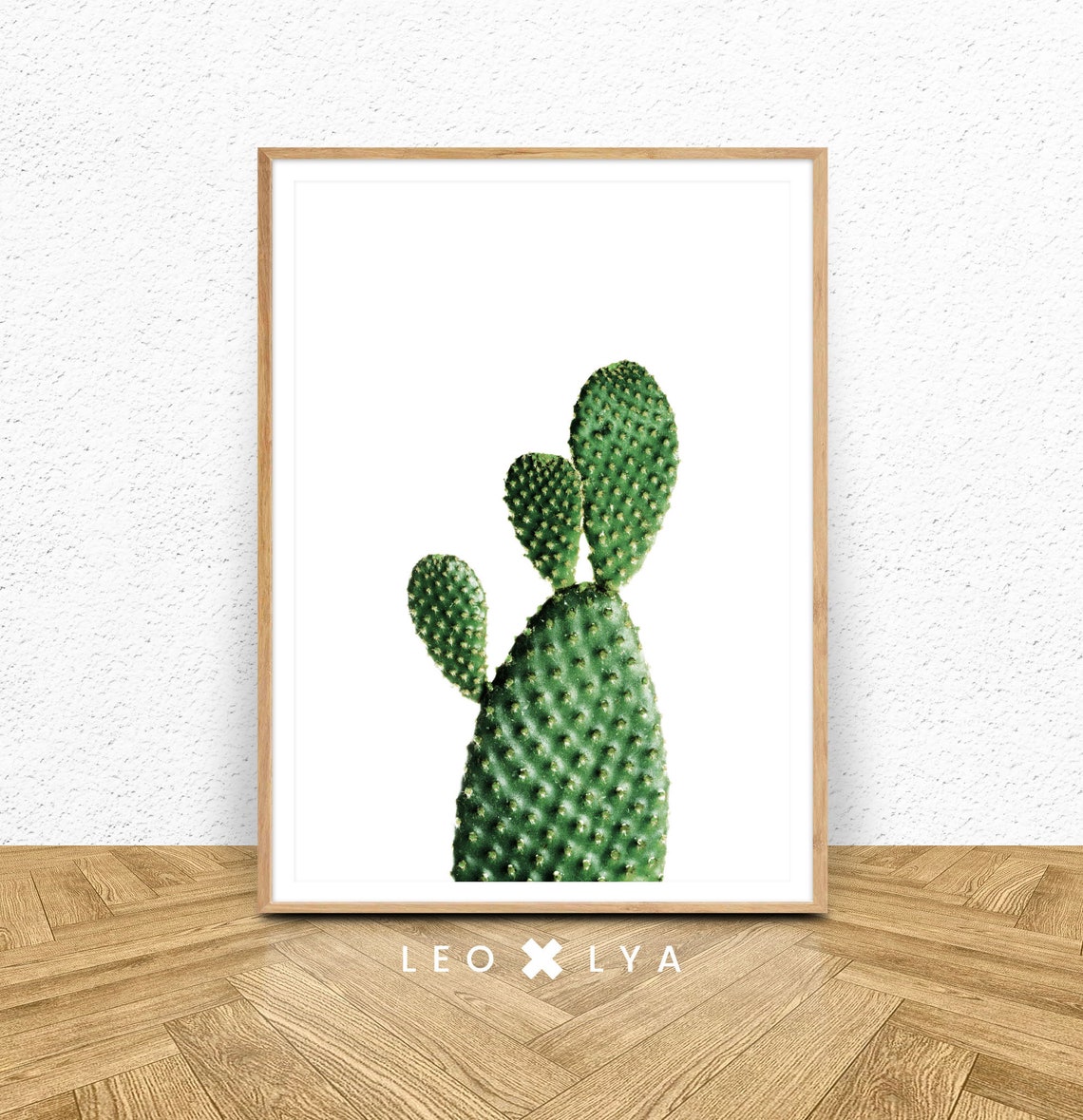 Prickly Pear Cactus Minimalist Botanical Photo Poster for Desert Decor