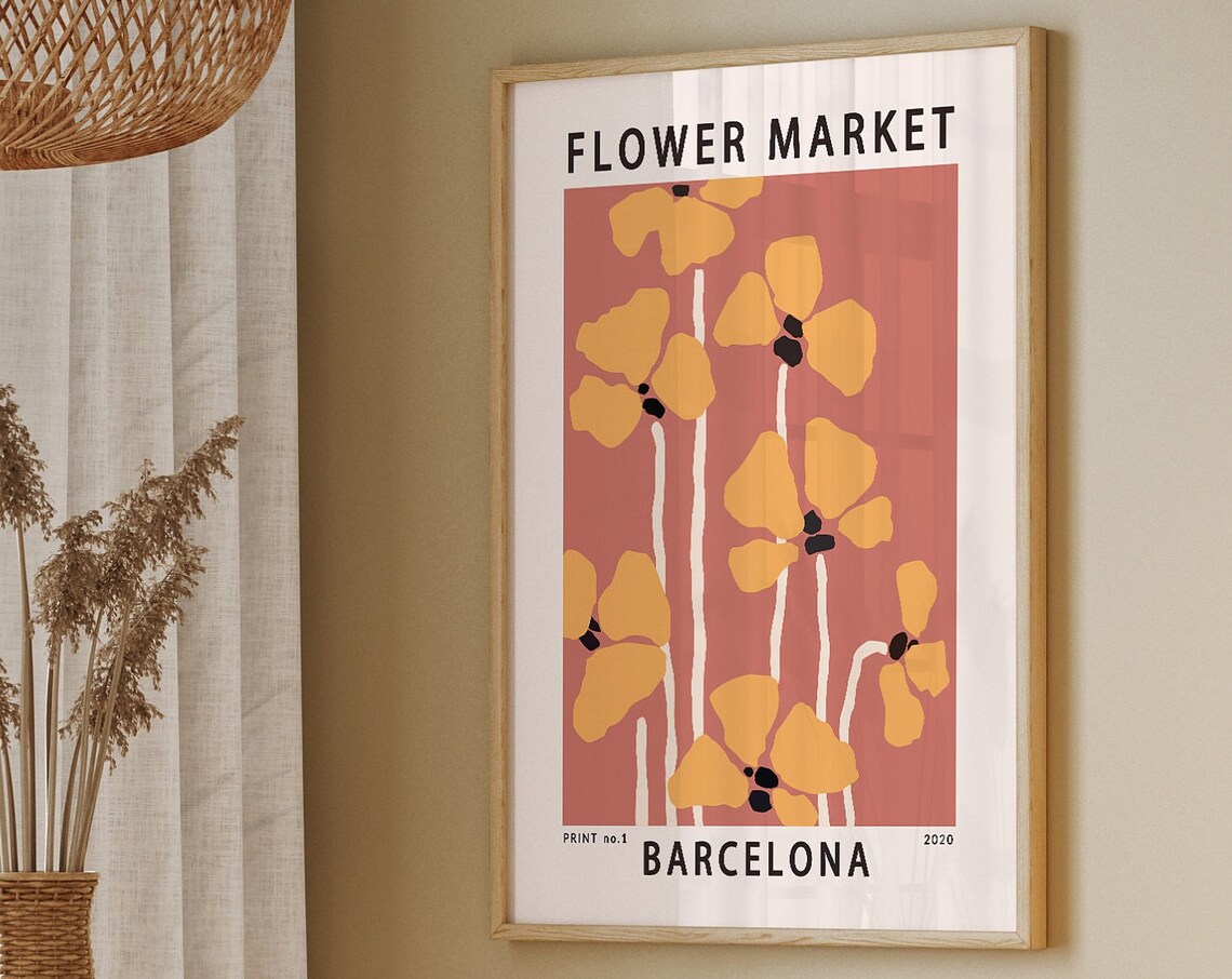 Barcelona Flower Market Retro Floral Travel Poster - Image 2