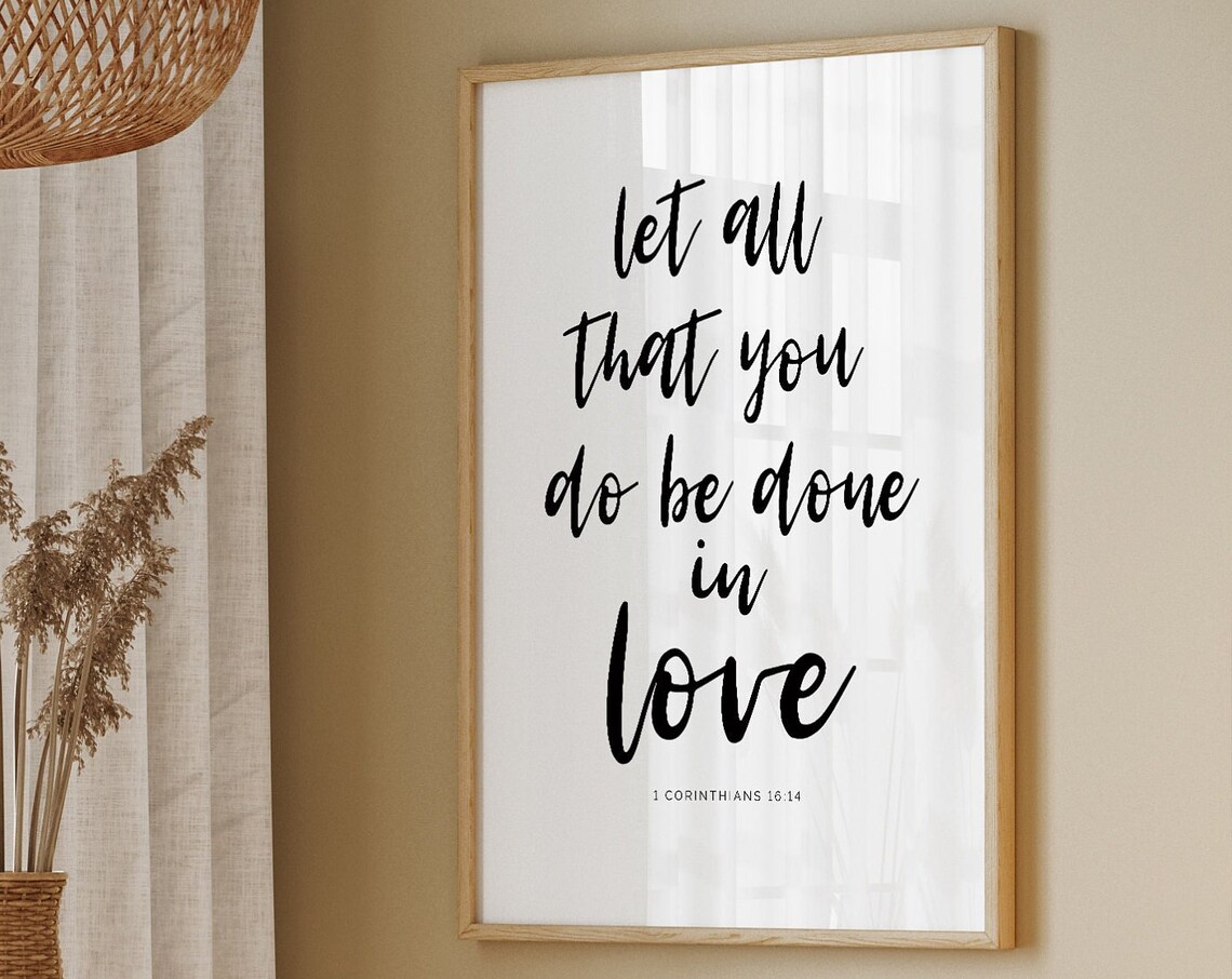 Scripture Wall Art Bible Verse Wall Art Inspirational Christian Prints Christian Quotes Gifts Corinthians 16:14 Prayers - Image 2